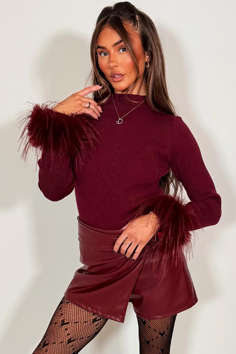womens faux fur cuff jumper christmas party outfit