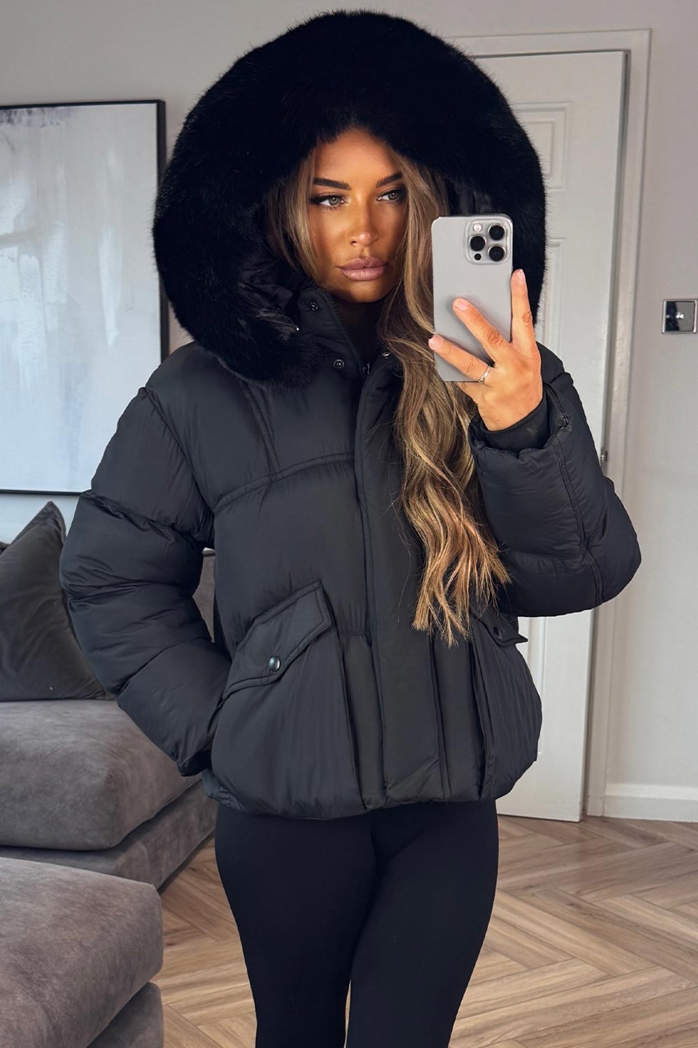 womens faux fur hood padded puffer jacket really warm for everyday use styledup uk
