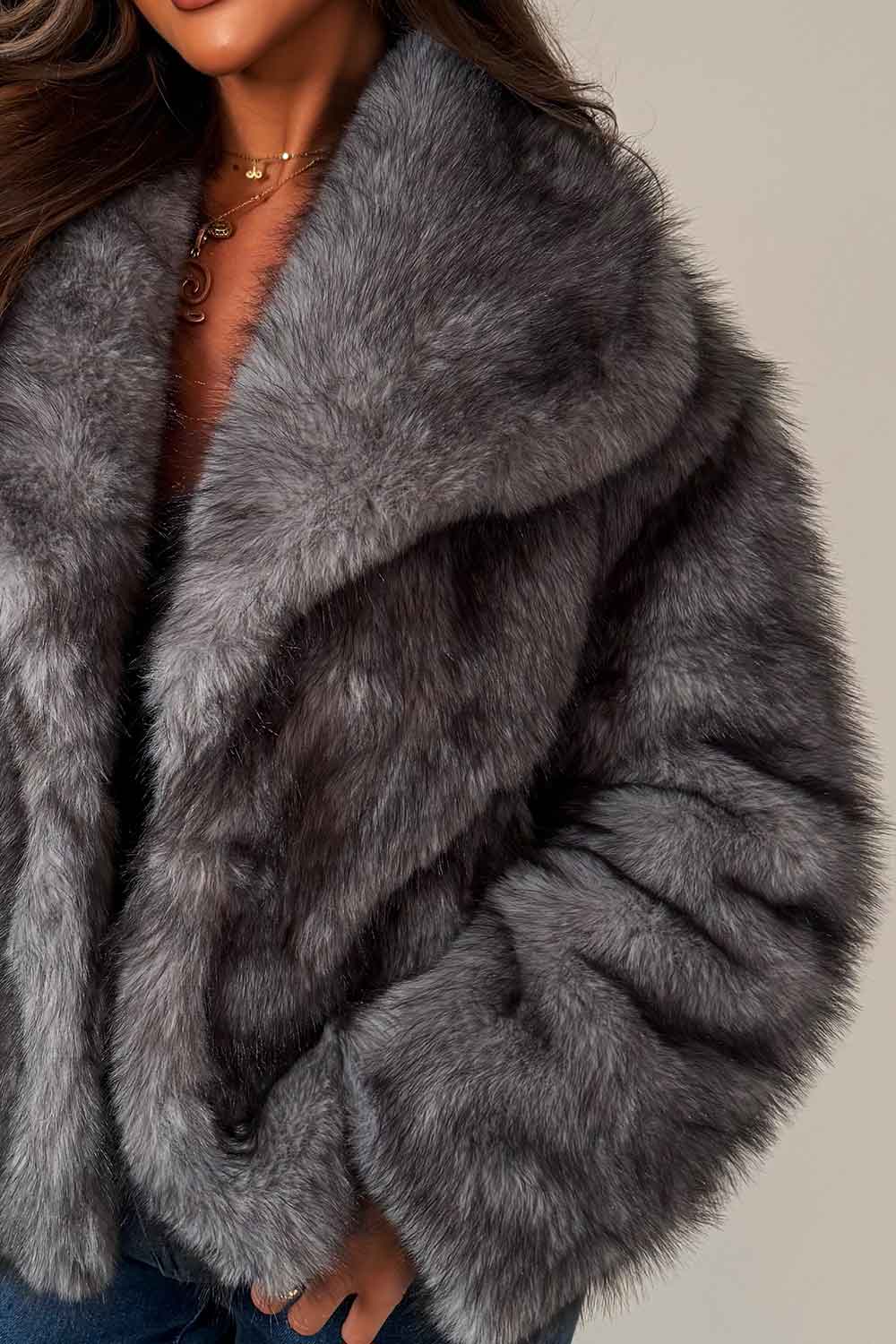 faux fur jacket with collar styledup uk