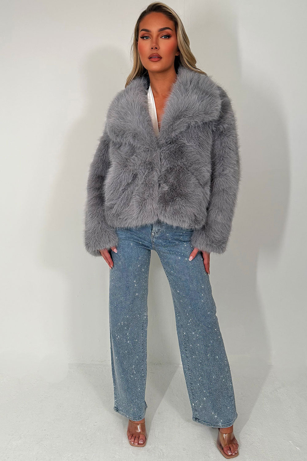 zara womens fur jacket with collar styledup