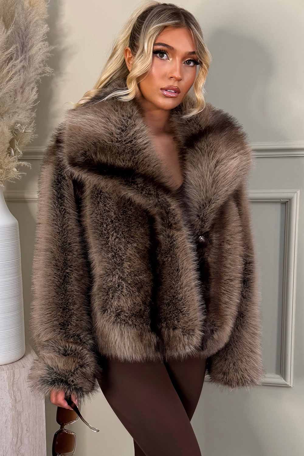 zara womens fur coat with collars