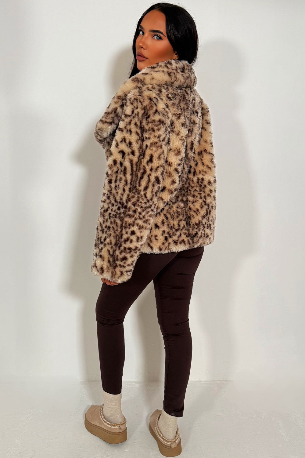 animal print faux fur jacket zara uk