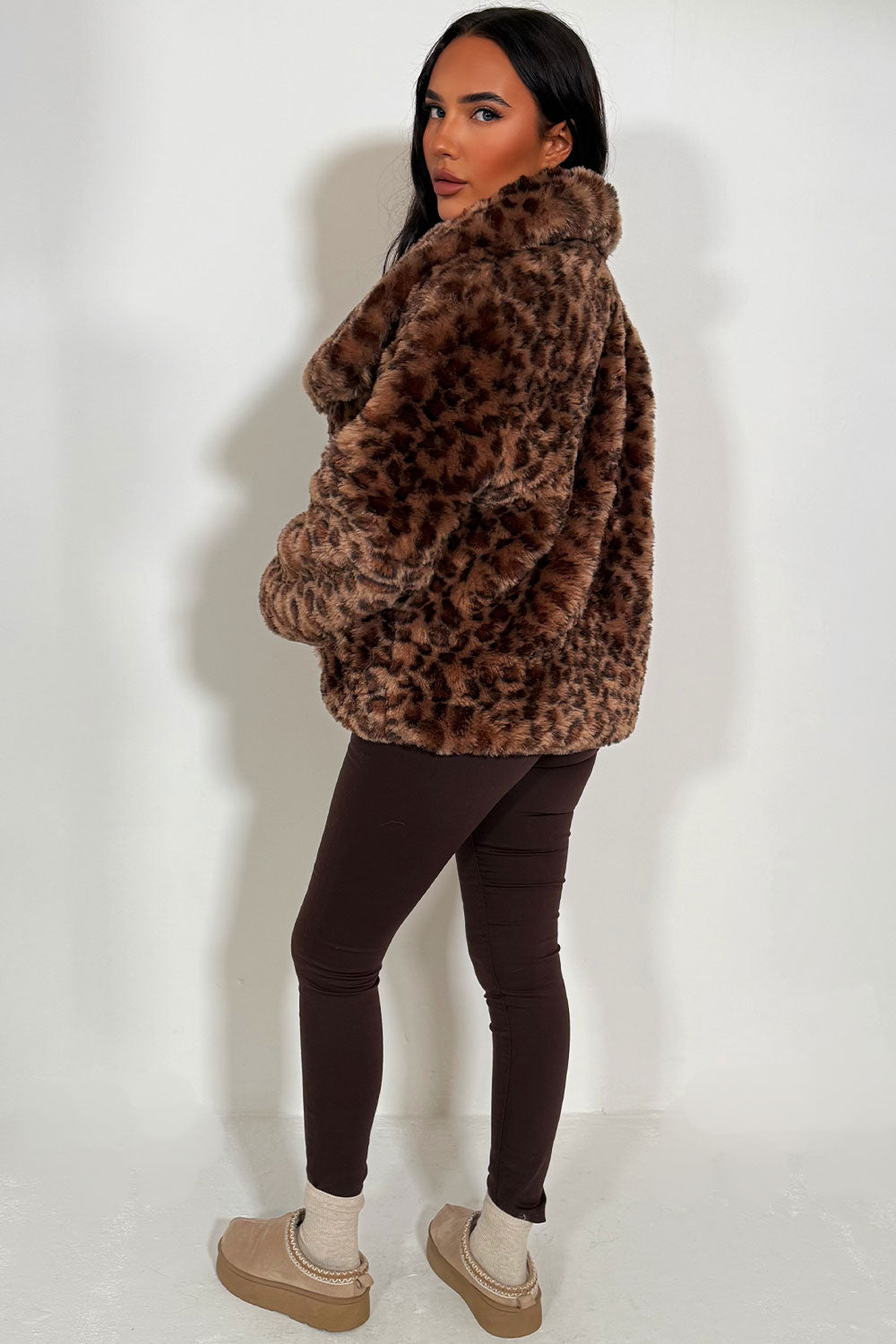 animal print faux fur jacket zara uk