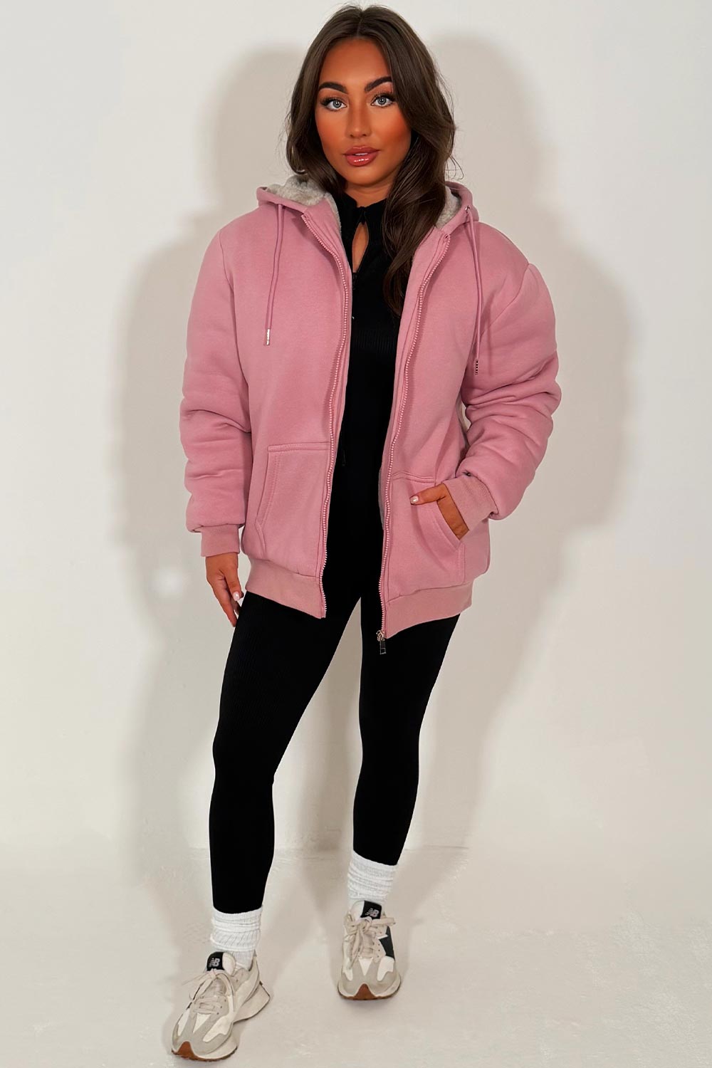 faux fur lined oversized hoodie sweatshirt styledup