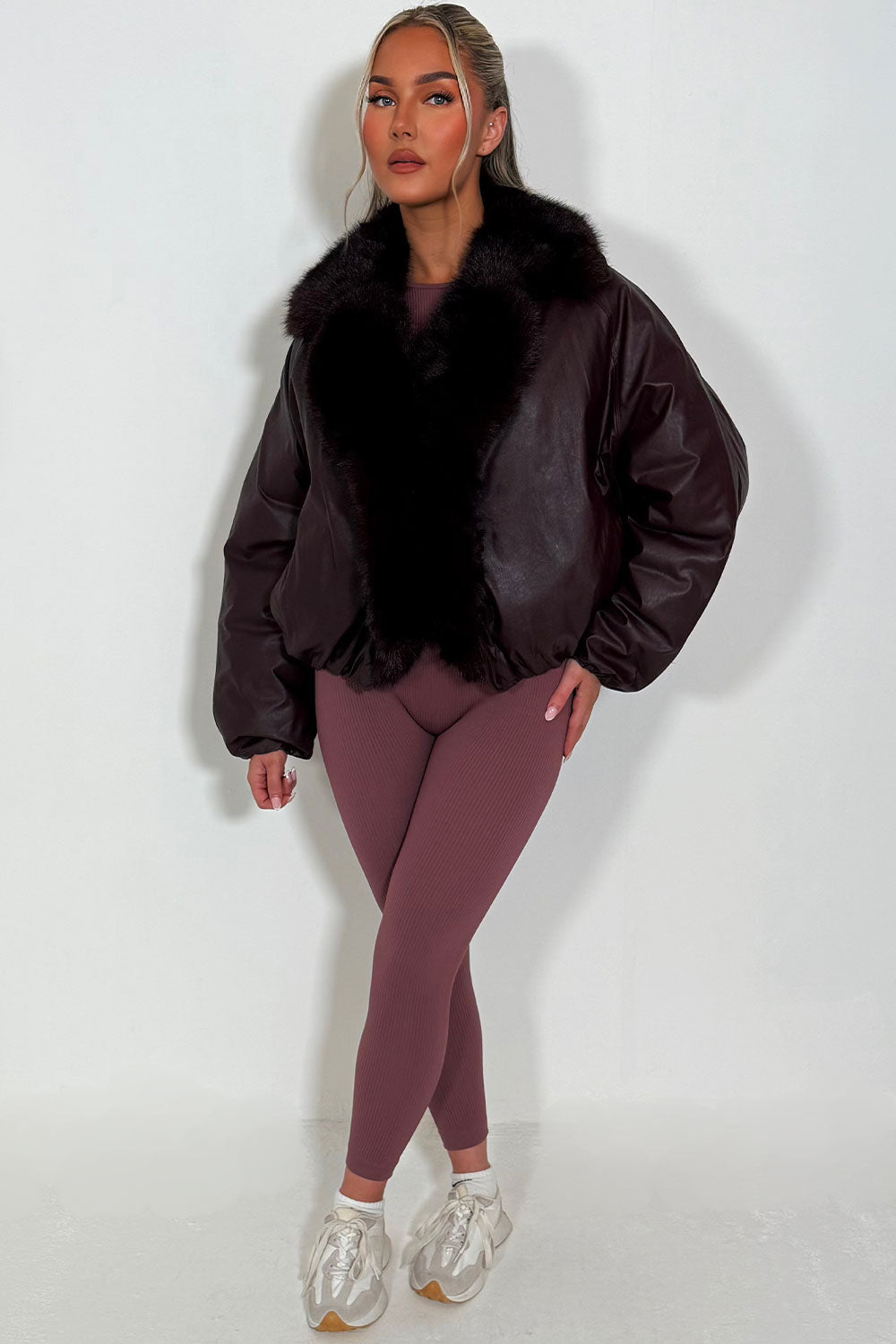 faux fur collar bomber jacket womens styledup