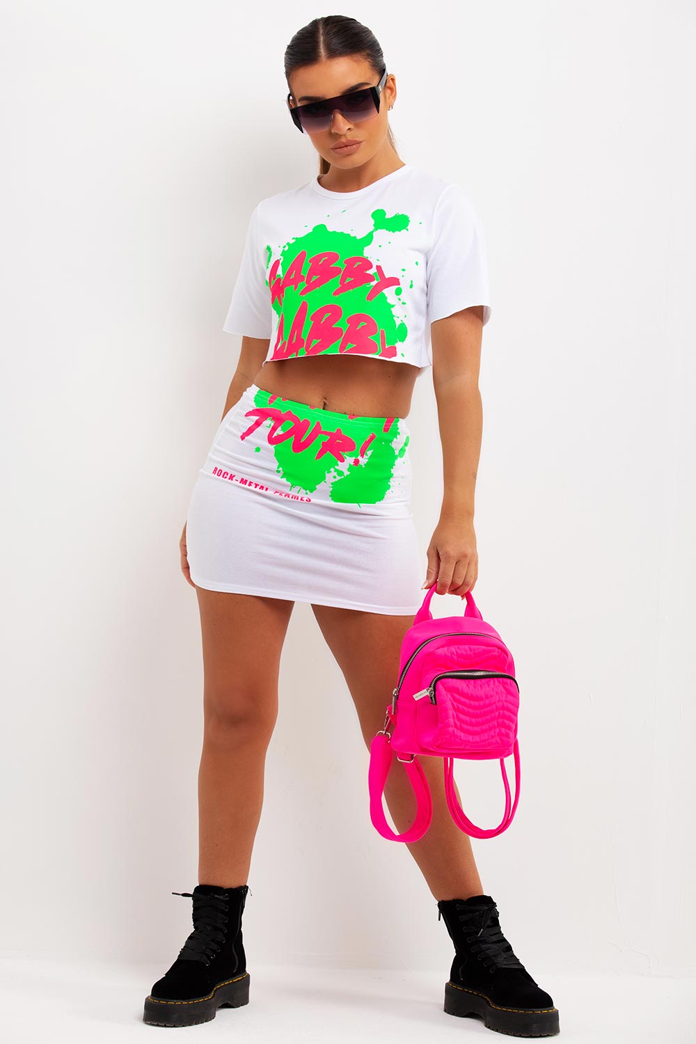 crop top and mini skirt festival co ord holiday outfit