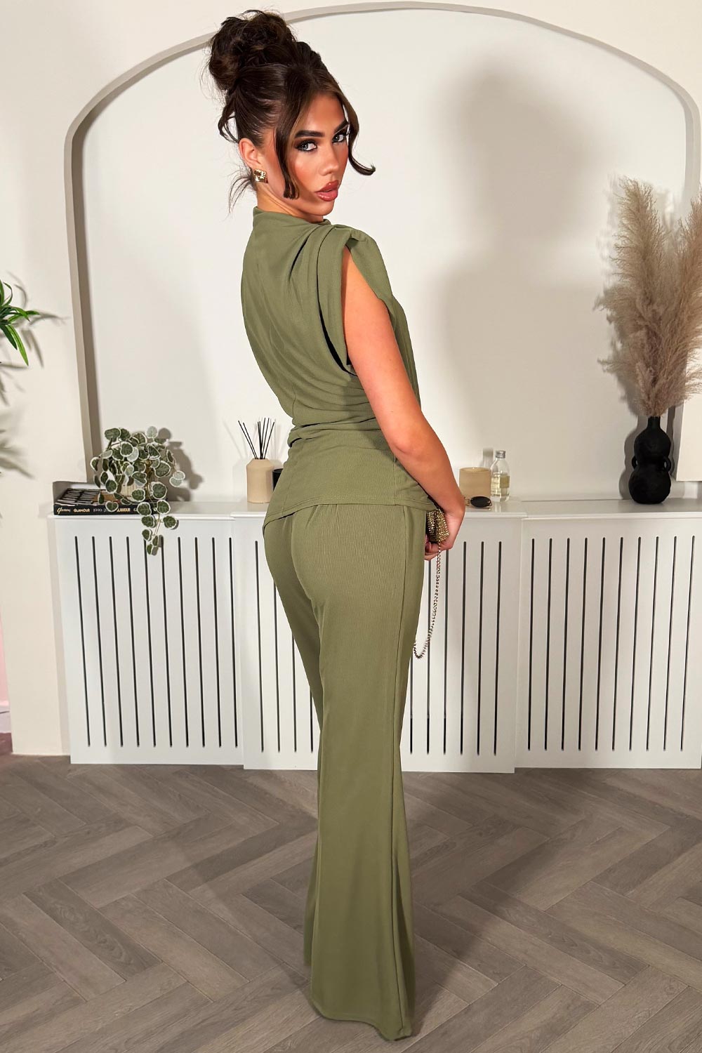 womens wide leg trousers and top two piece going out outfit for day to night uk styledup