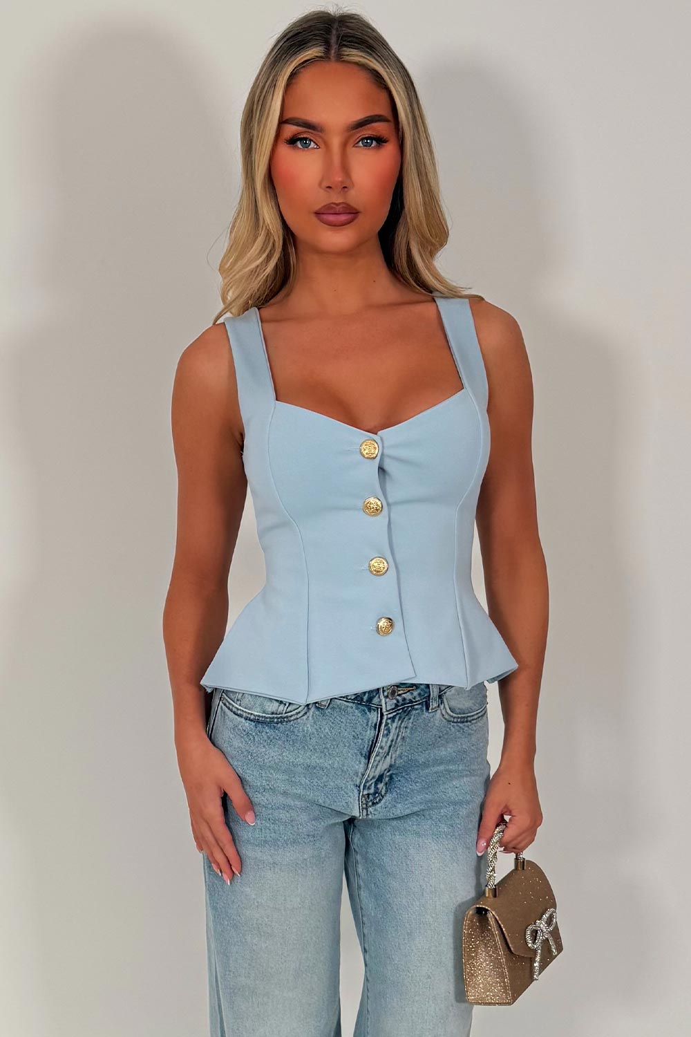 going out top with gold buttons day to night occasion outfit for womens zara uk sale styledup