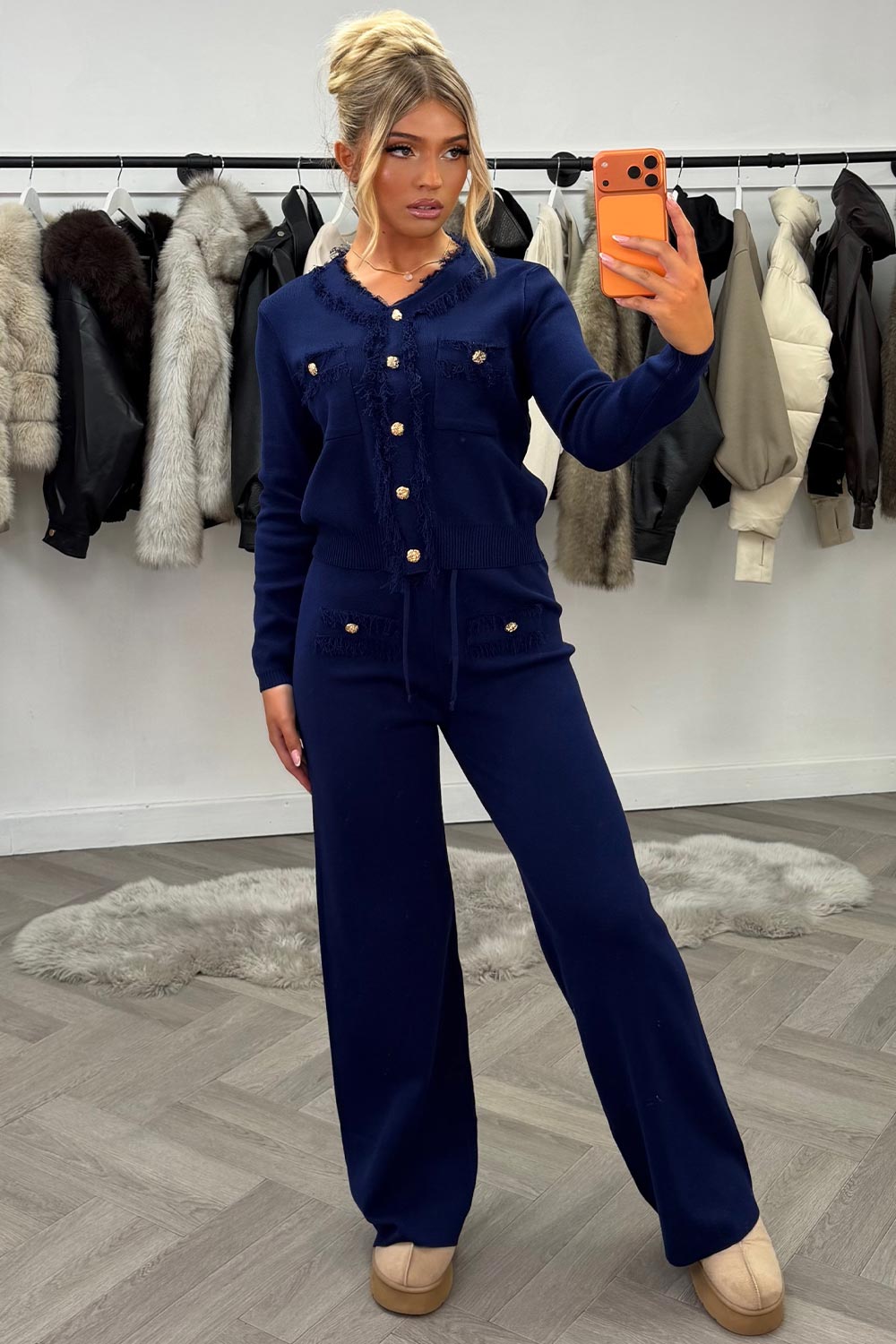 womens knitted jumper top and trousers two piece set going out occasion outfit styledup uk