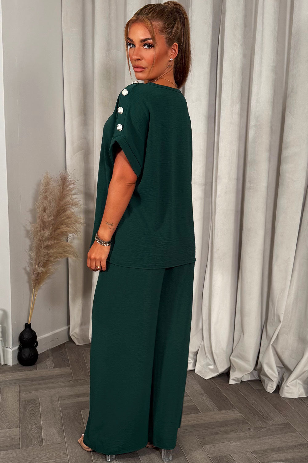 gold button top and trouser co ord set christmas party outfit tiktok