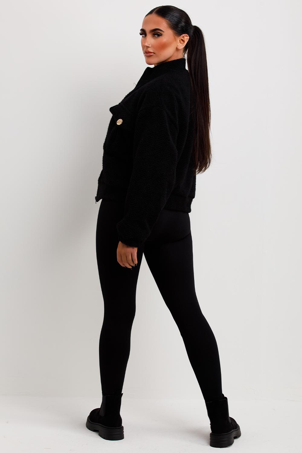 womens crop bomber aviator jacket