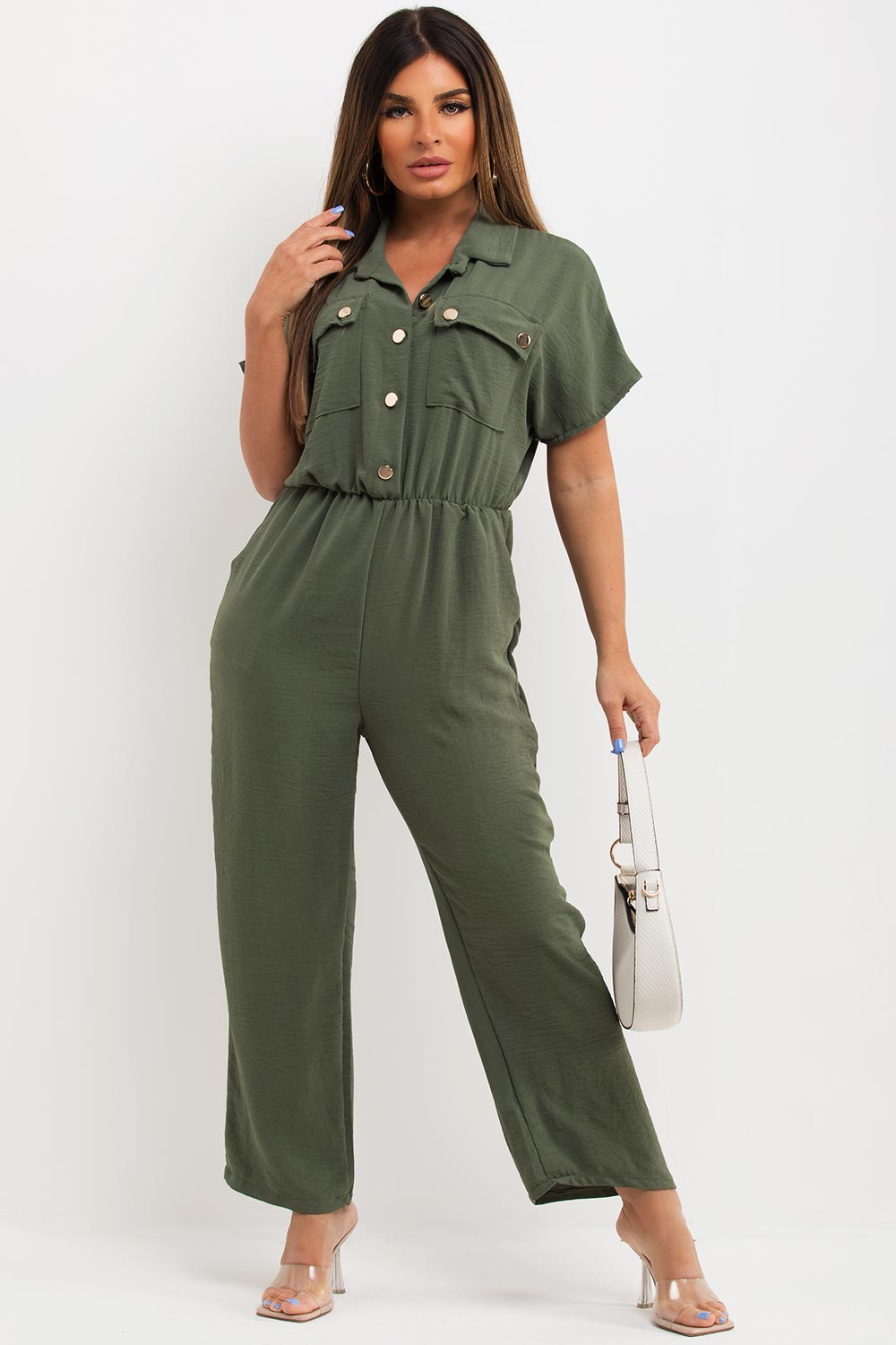 utility pocket wide leg jumpsuit uk