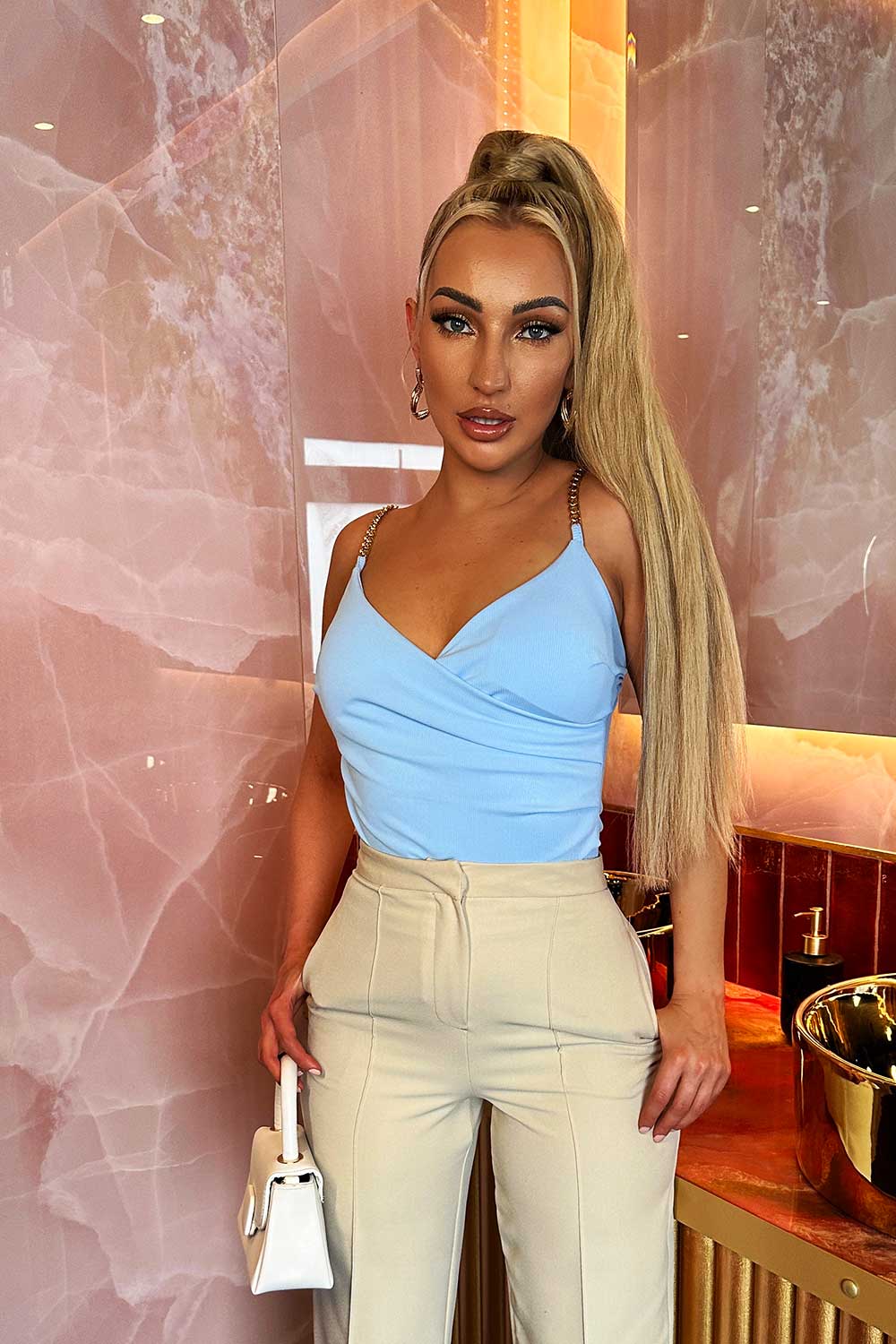 going out cross over top with gold chains uk