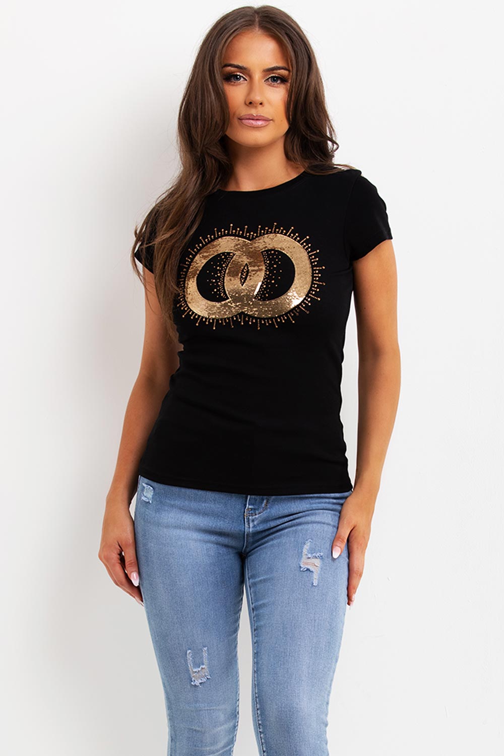womens gold sequin t shirt sale