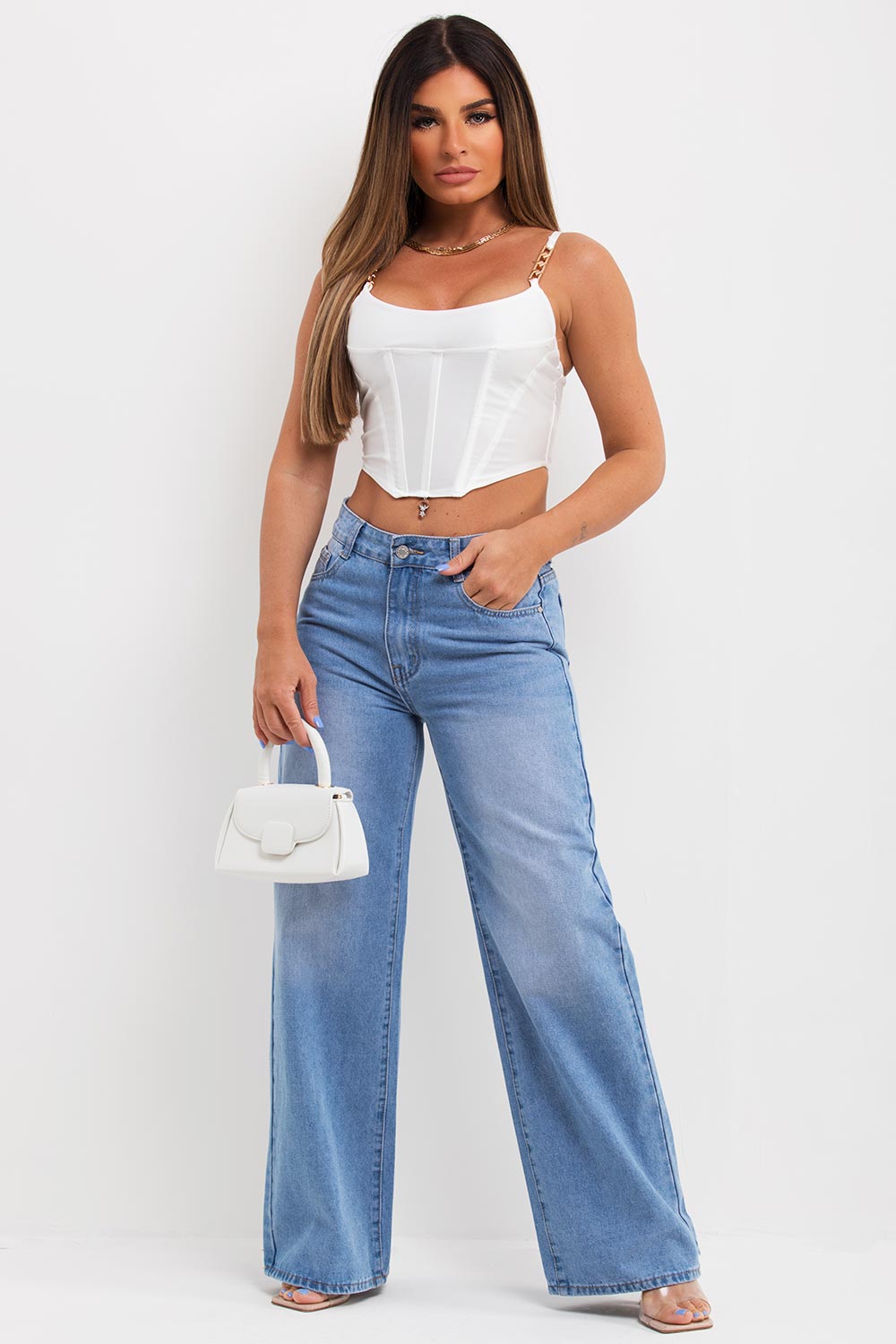 gold chain corset crop top