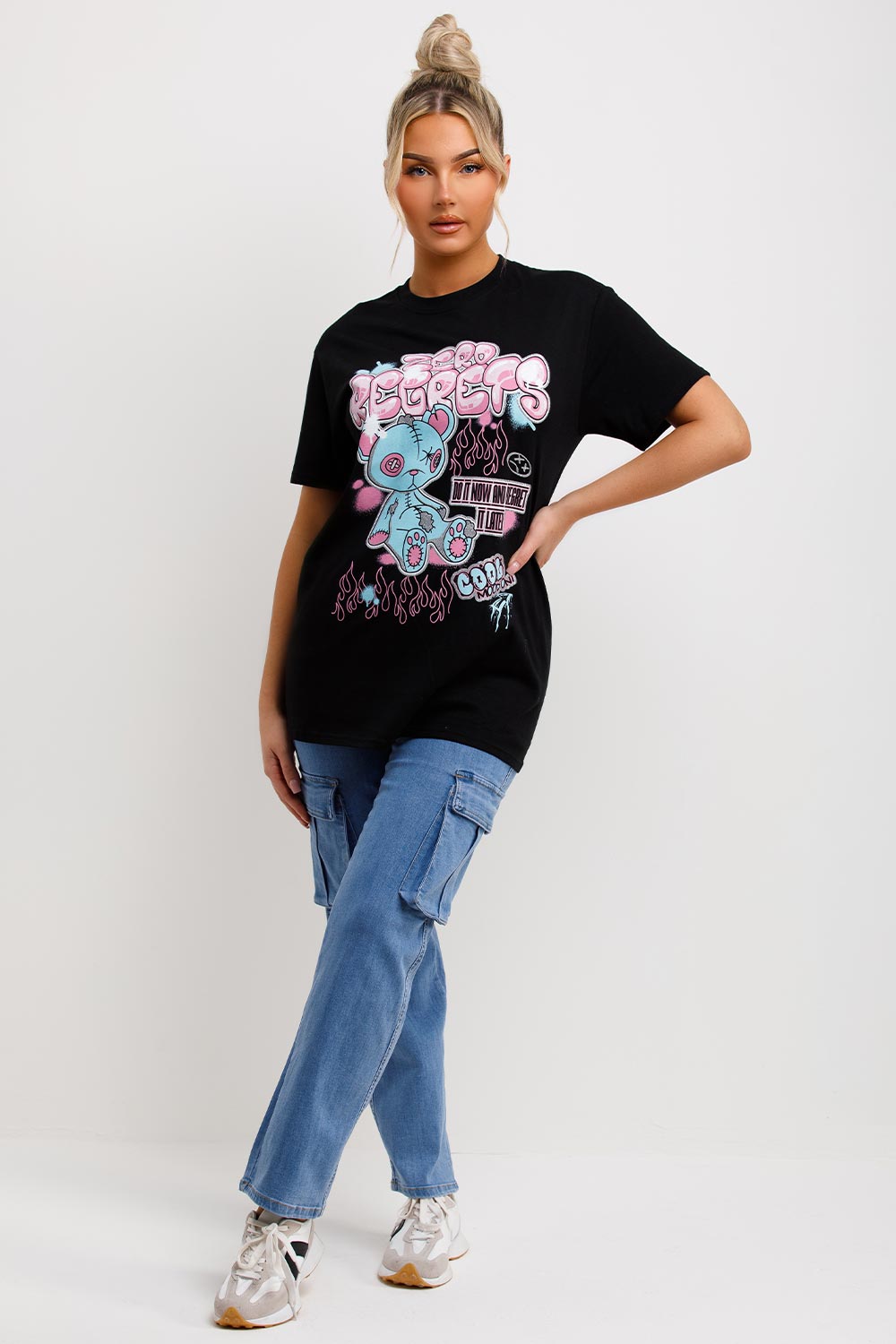 teddy bear zero regrets graphics oversized t shirt