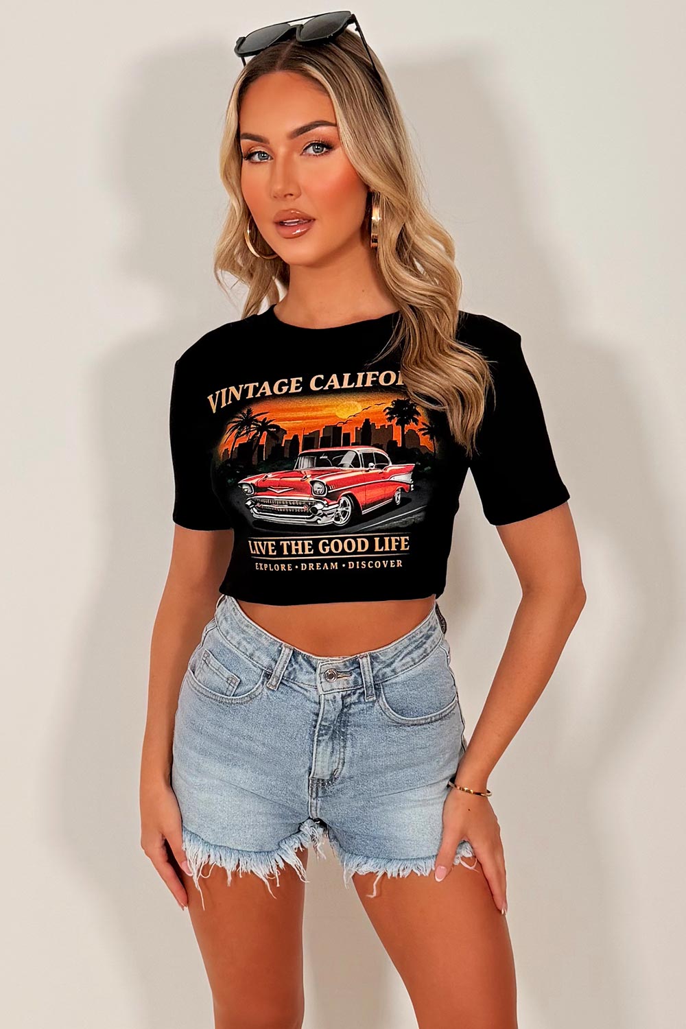 california graphic slogan baby tee crop top womens summer festival outfit uk