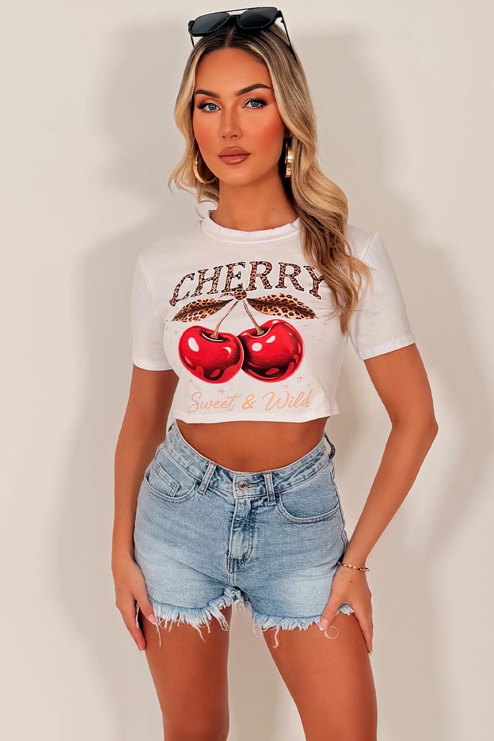 wild cherry graphic slogan baby tee crop top womens summer festival outfit uk