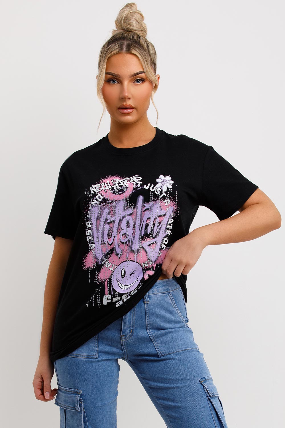 womens black oversized t shirt