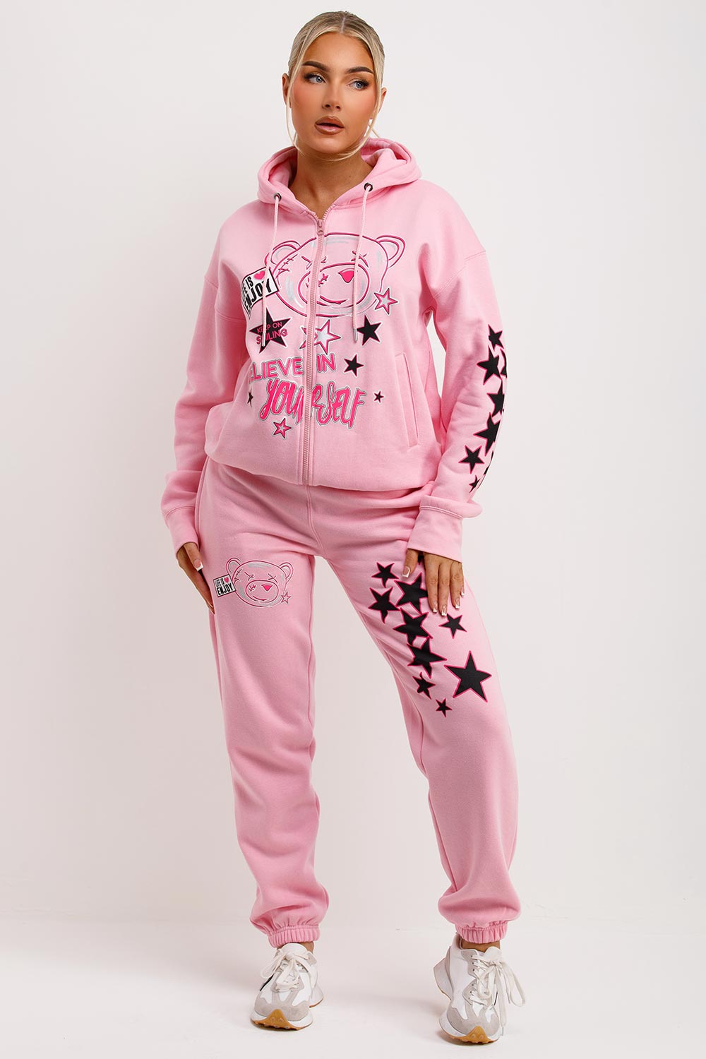 womens tracksuit with teddy bear graphics