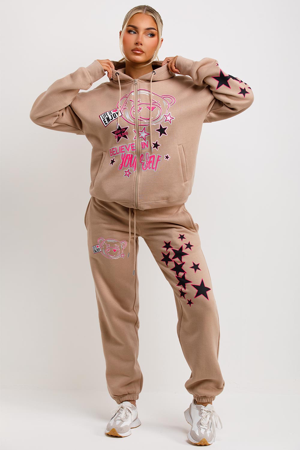 womens hoodie and joggers tracksuit lounge set