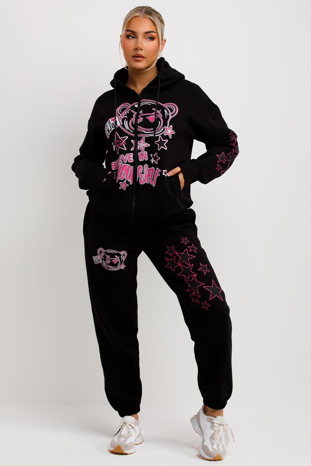 womens tracksuit with zip through hoodie and joggers set