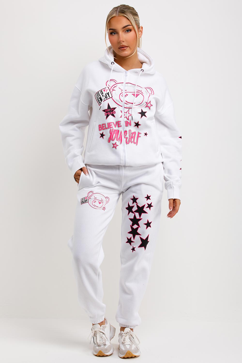 womens tracksuit zip through hoodie and joggers set