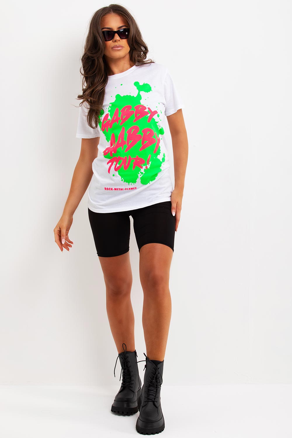womens white festival rave t shirt neon graphic