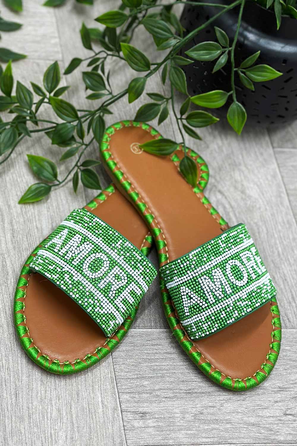 womens amore beads slider sandals