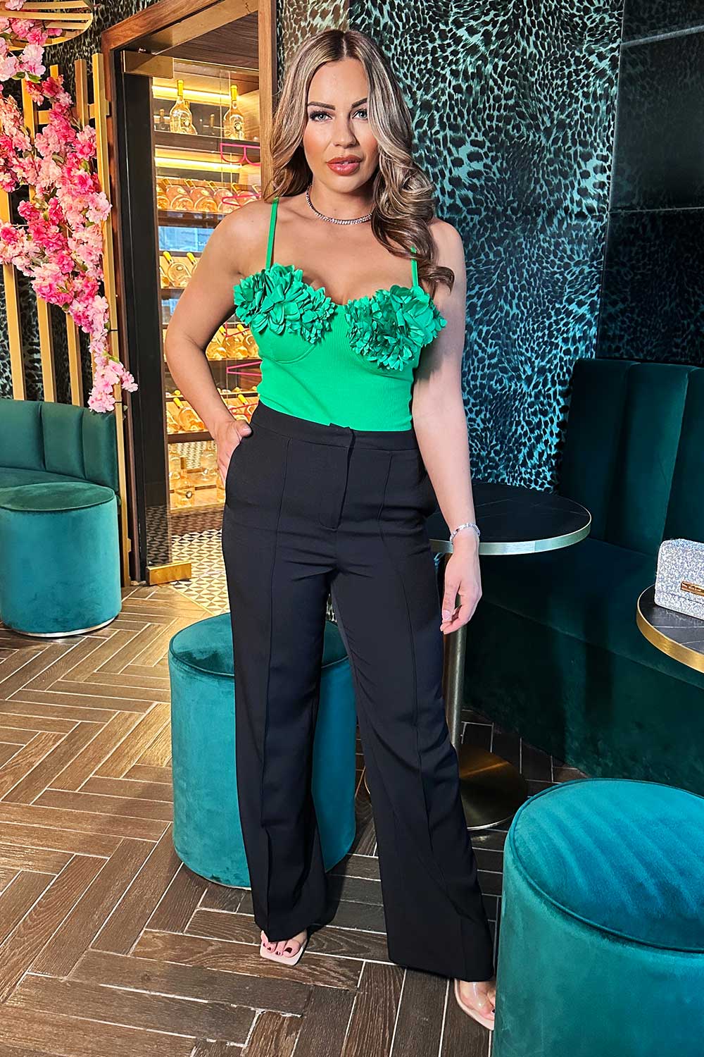 floral cupped ribbed bodysuit