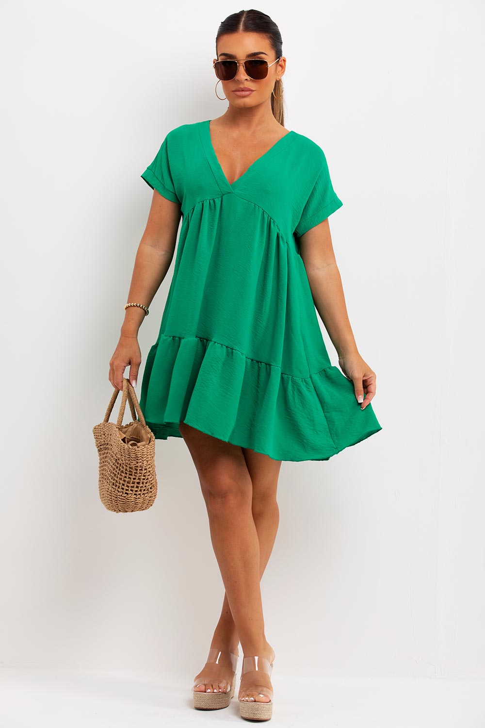 frill tiered smock summer holiday dress