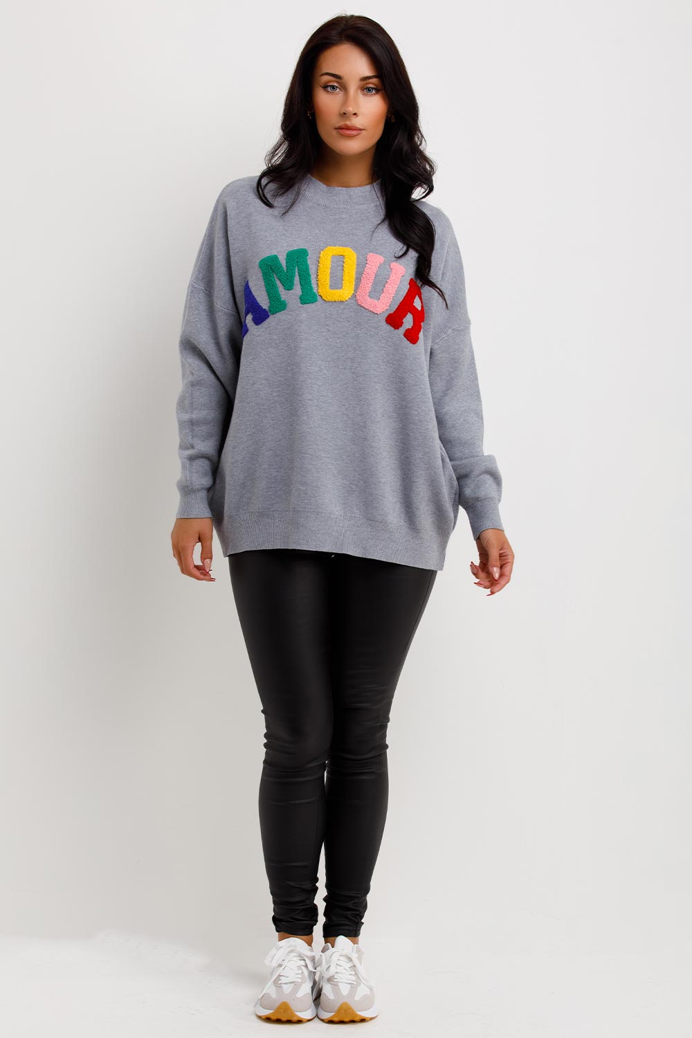 knitted oversized jumper with amour towelling