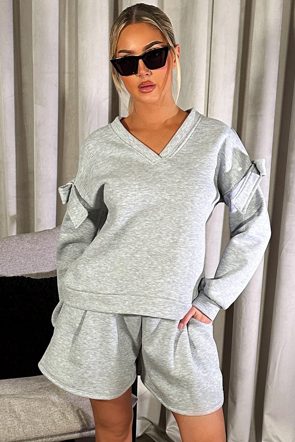 loungewear set with cut out bow detail