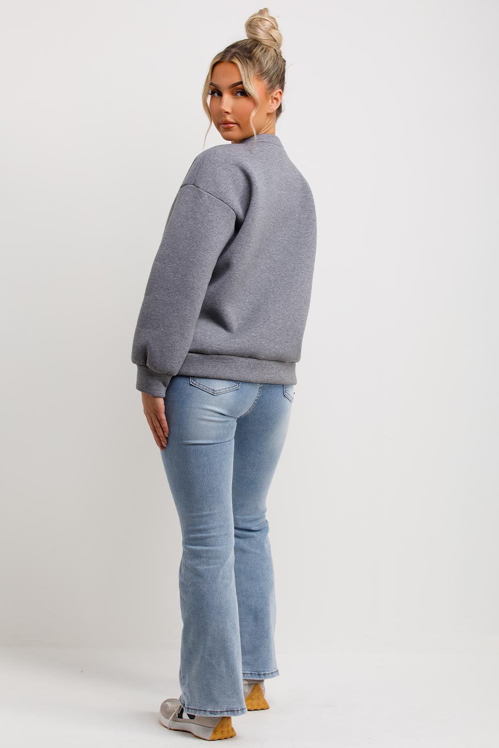 womens grey sweatshirt with bow