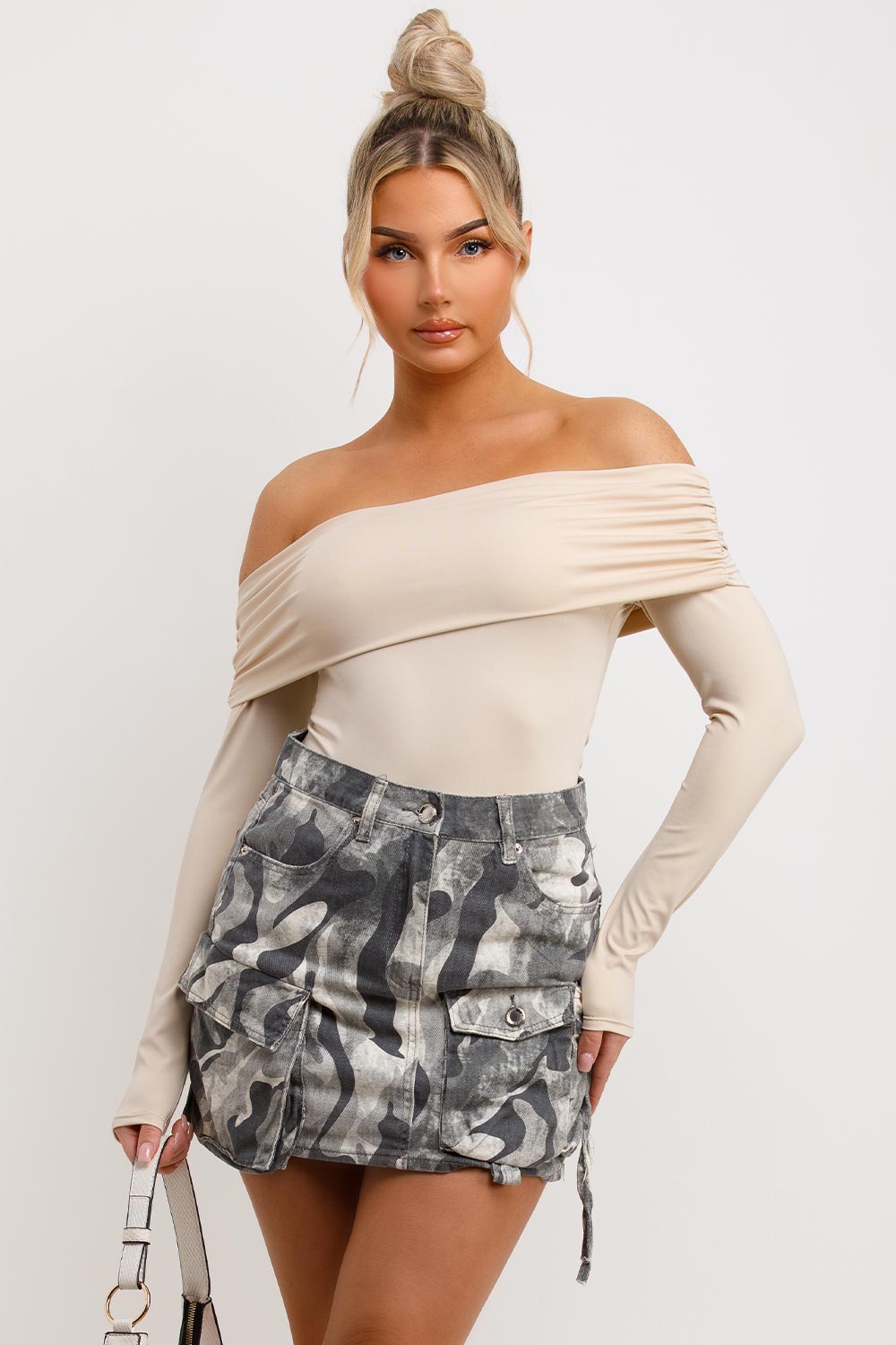 cargo mini skirt grey camouflage