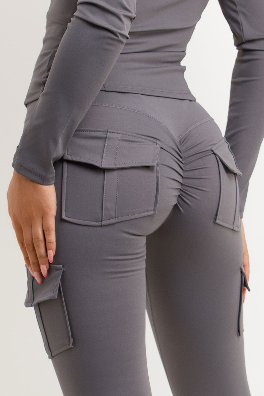 zip up sports jacket and leggings two piece co ord set grey