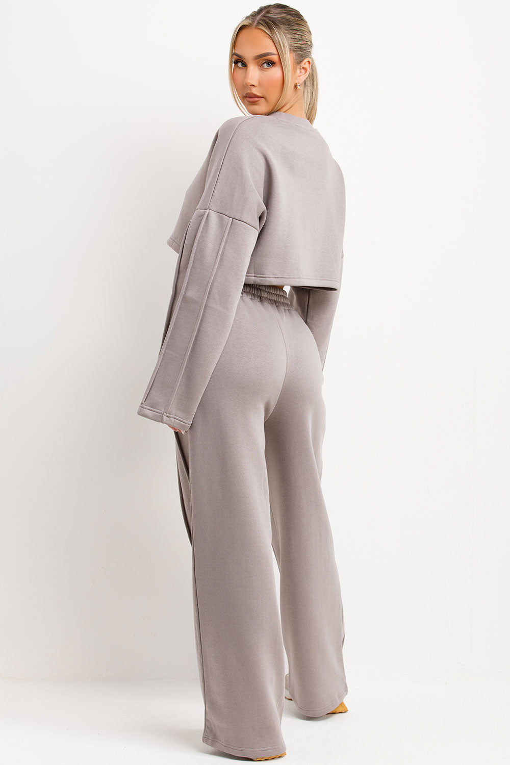 womens loungewear tracksuit joggers and sweatshirt co ord with pintuck seam