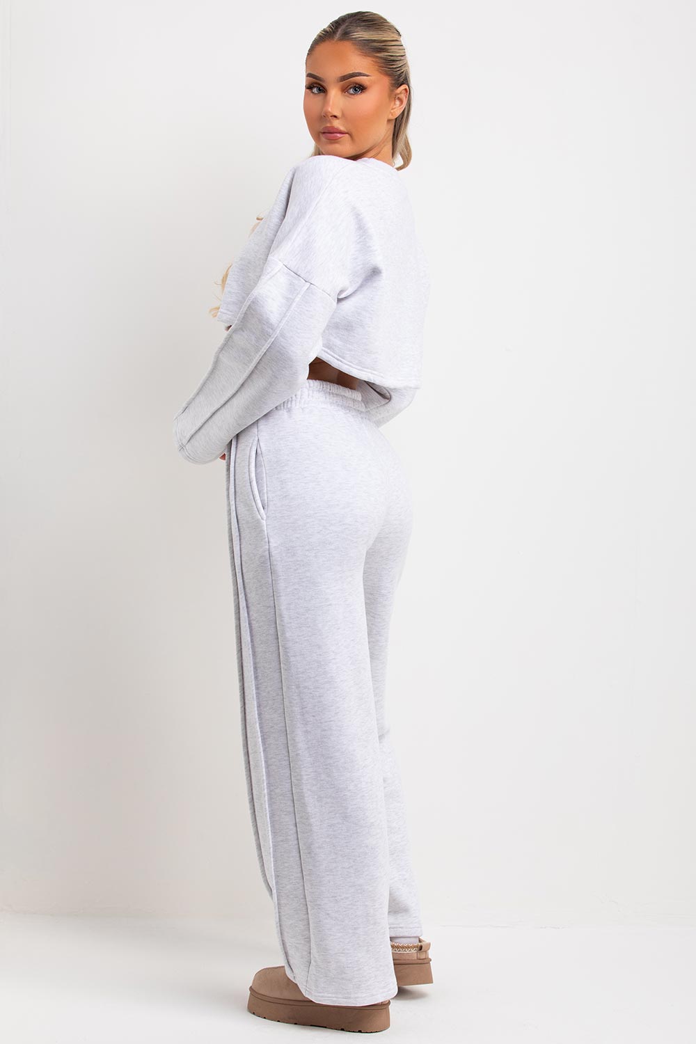 pintuck seam joggers and sweatshirt tracksuit co ord