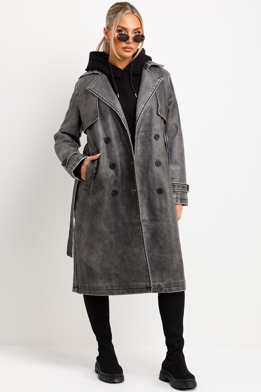 zara womens longline trench coat styledup