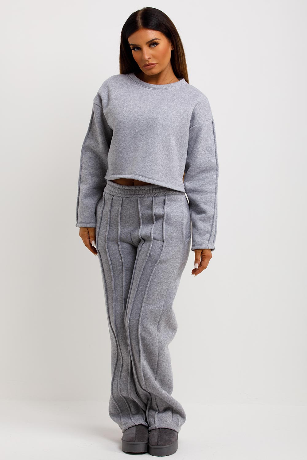 pintuck joggers and sweatshirt tracksuit lounge set