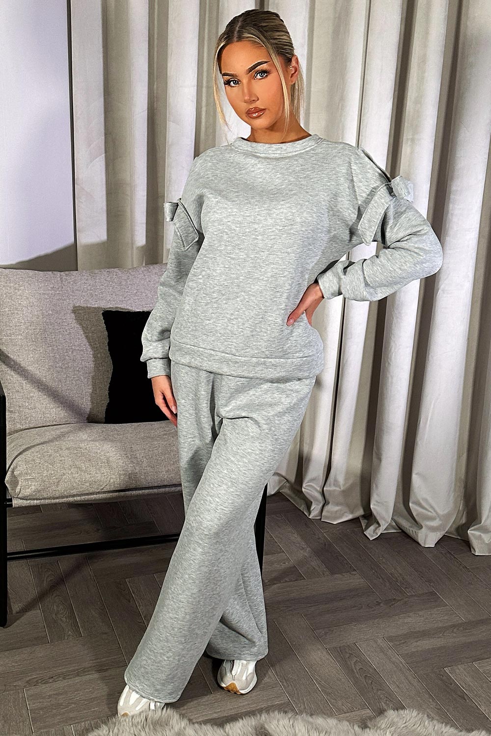 womens straight leg joggers and sweatshirt two piece loungewear set