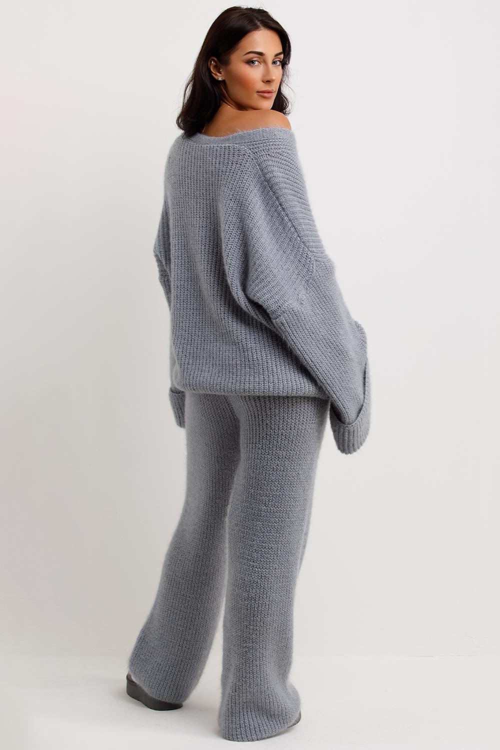 womens knitted cardigan and trousers co ord set