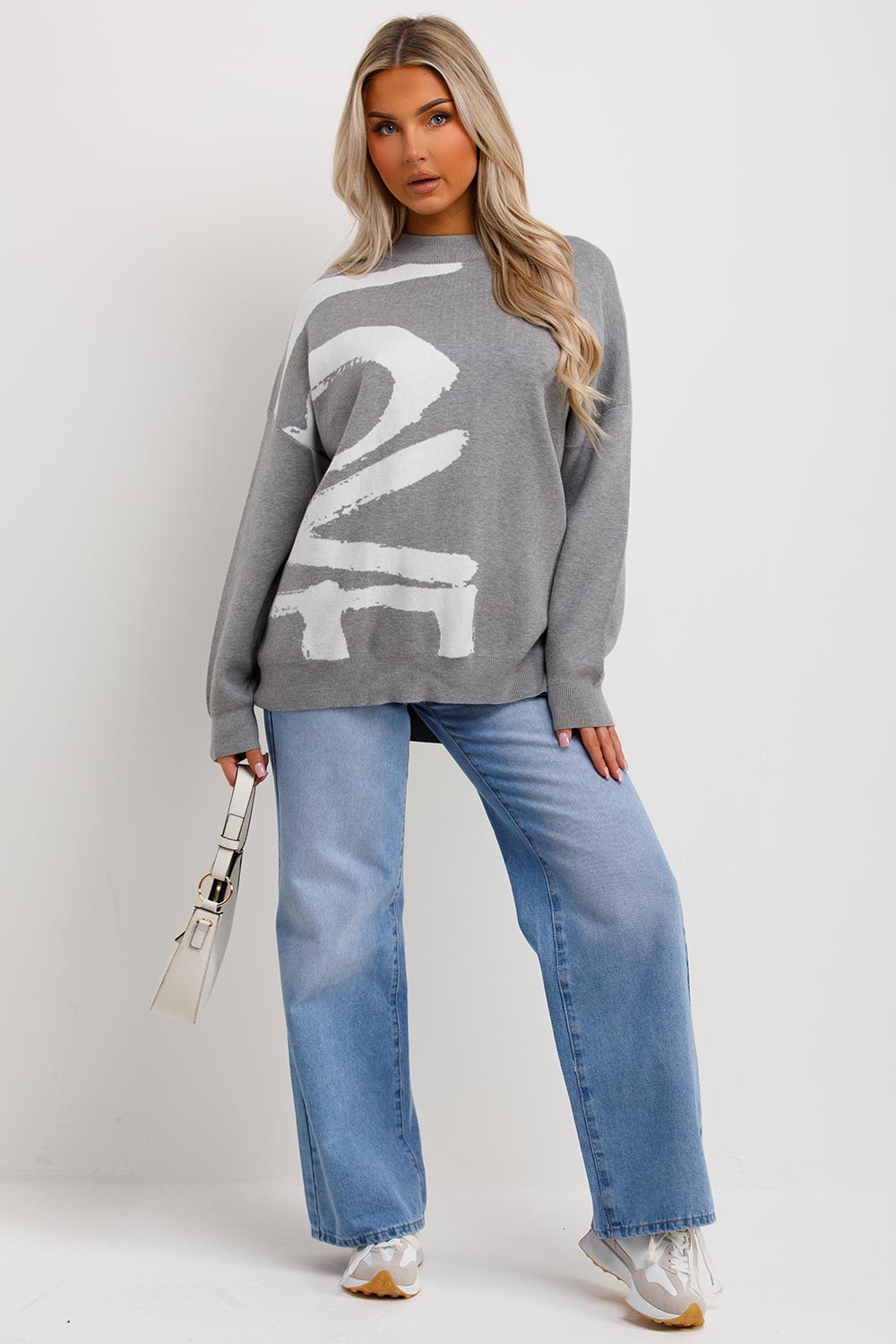 knitted oversized jumper love slogan