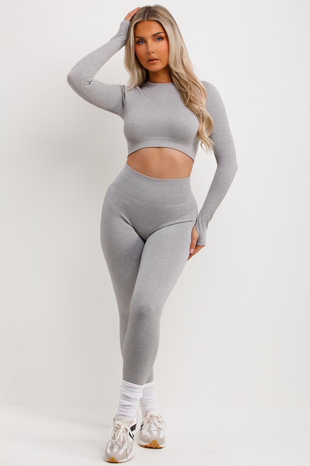 rib leggings and top set gym wear co ord