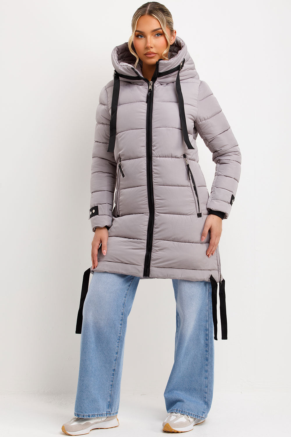 womens longline winter coat with hood