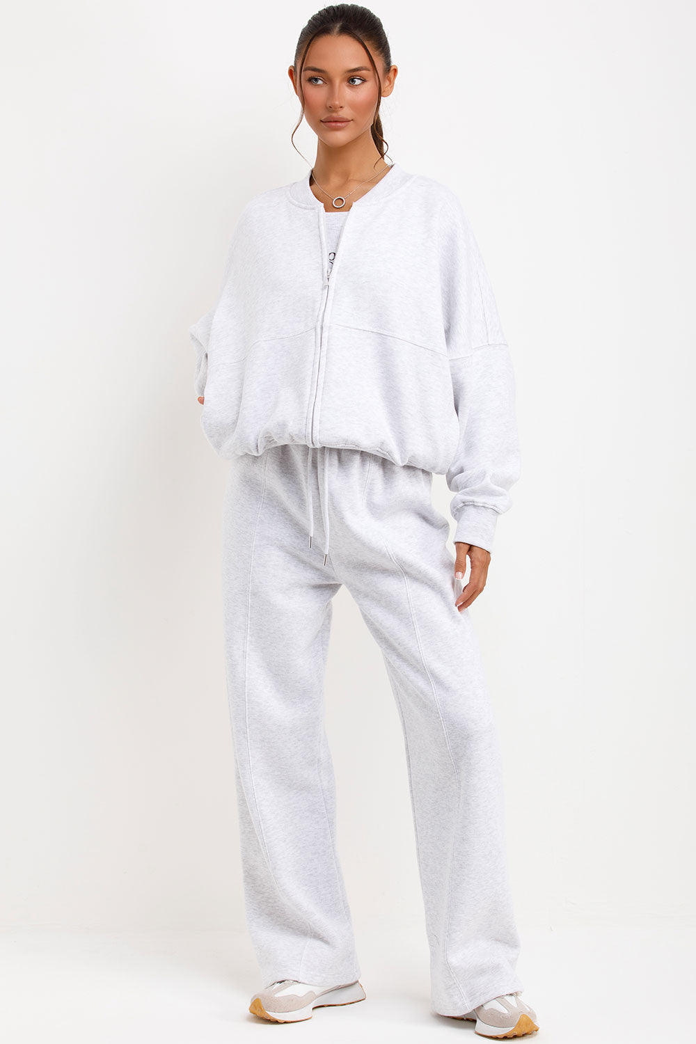 bomber sweatshirt top and joggers three piece set loungewear co ord