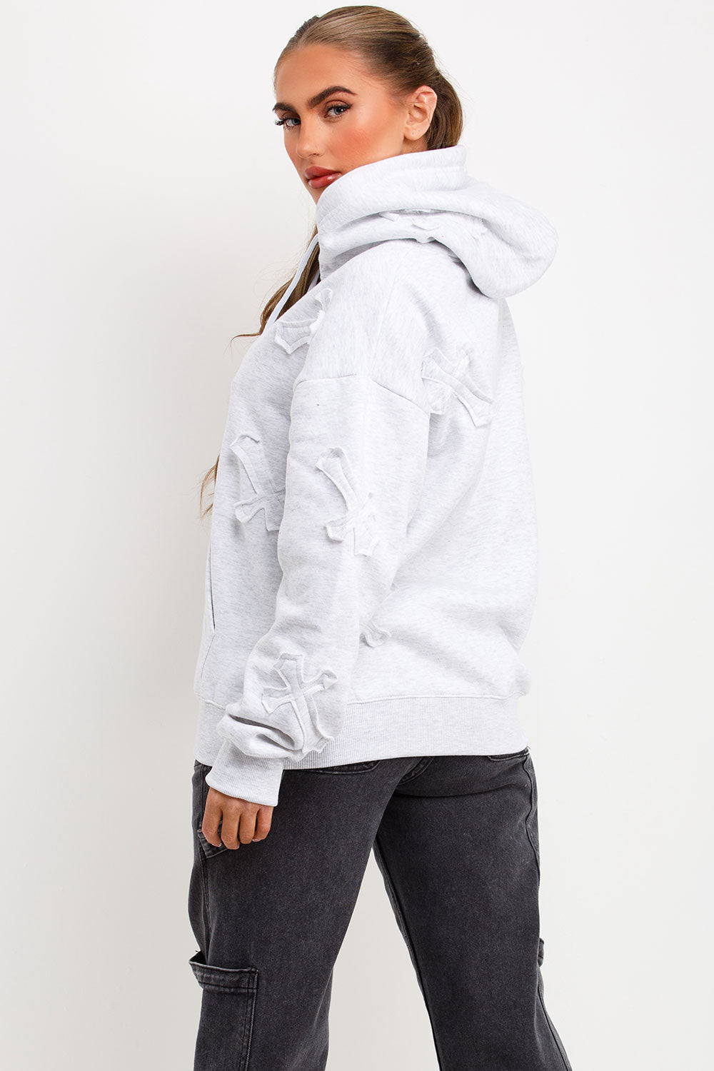 womens hoodie with cross embroidery sale