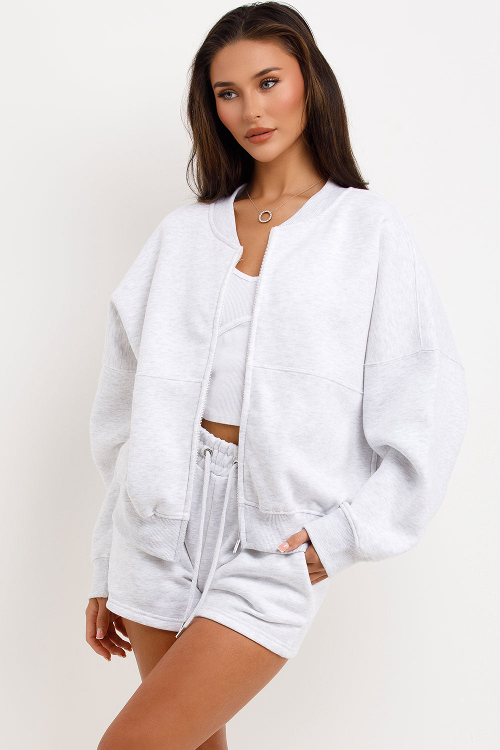 zara womens short tracksuit bomber jacket and short set