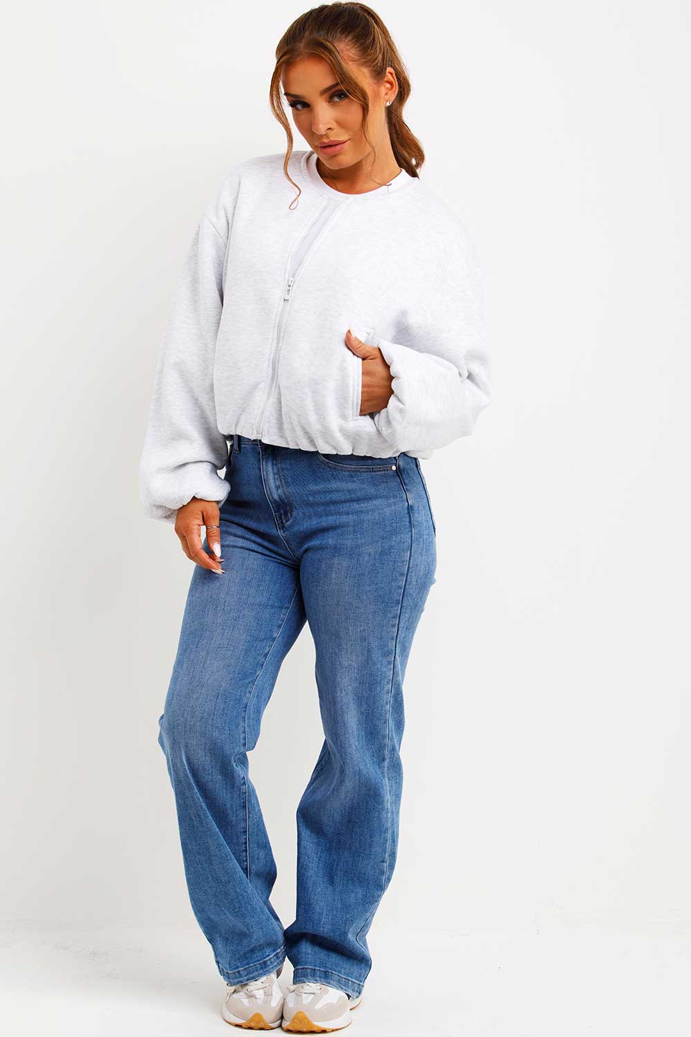 womens bomber jacket with zip and elasticated hem zara uk