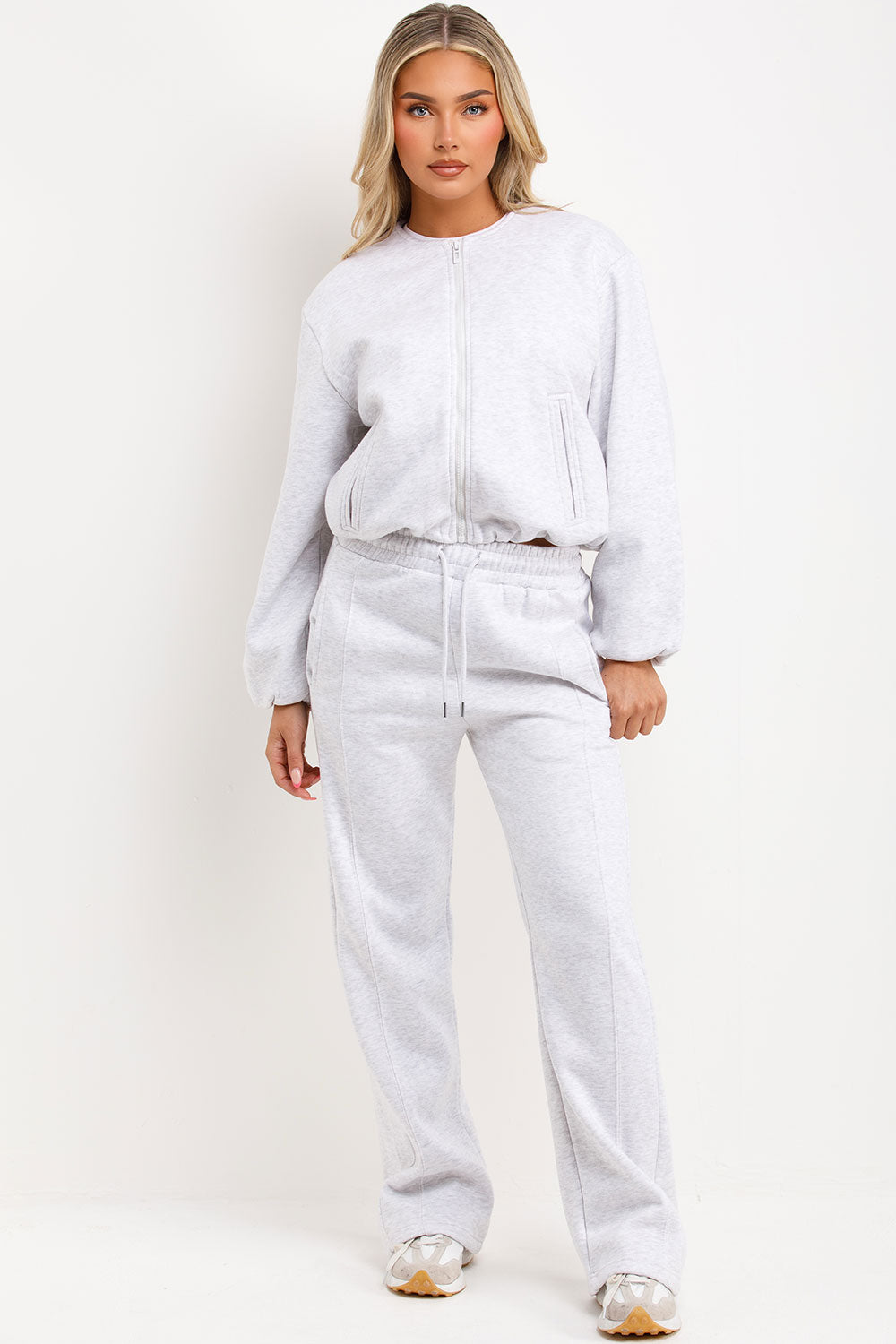 womens seam detail jogger and bomber jacket with zip and elasticated hem tracksuit loungewear zara uk